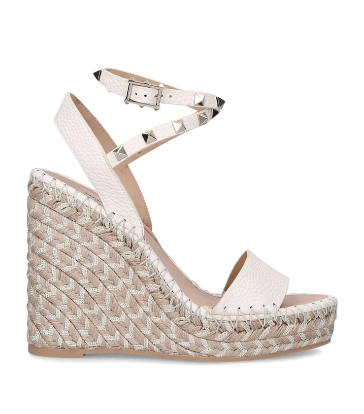 Womens Valentino Garavani white Leather Rockstud Wedge Sandals 125 | Harrods # {CountryCode}