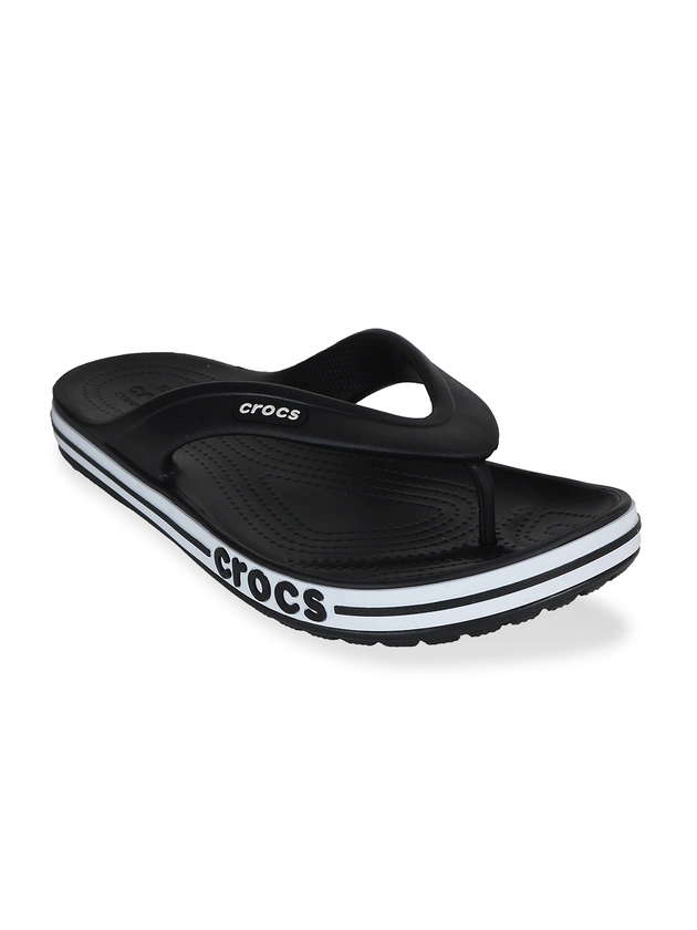 Crocs Unisex Black & White Croslite Bayaband Thong Flip-Flops