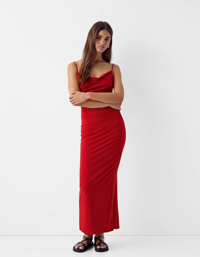 Draped strappy long dress - Women