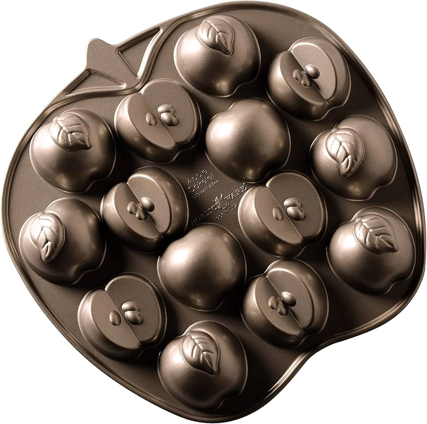 Nordic Ware Apple Slice Cakelet Pan, 3D Cast Aluminium Bundt Tin, Bundt Cake Tin With Fruit Pattern, Premium Cake Mould Made In The USA, Colour: Bronze : Amazon.co.uk: Home & Kitchen