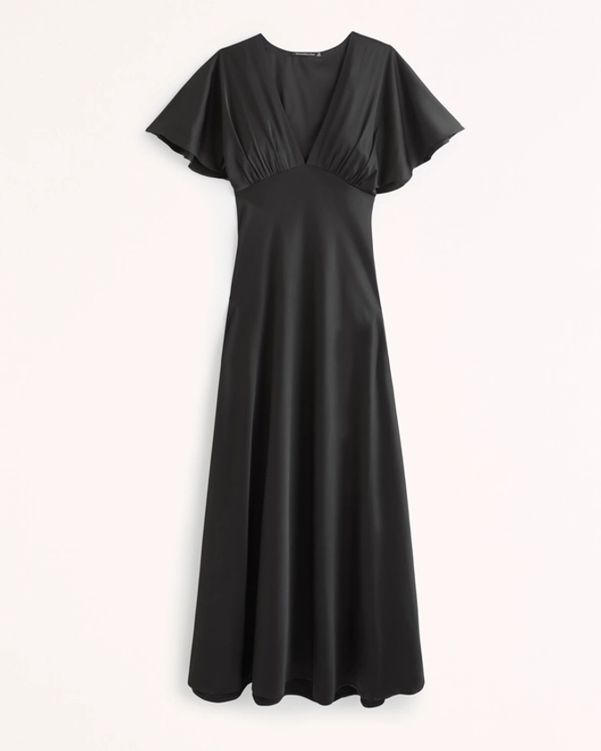 Femme Flutter Sleeve Satin Maxi Dress | Femme Robes et combinaisons | Abercrombie.com