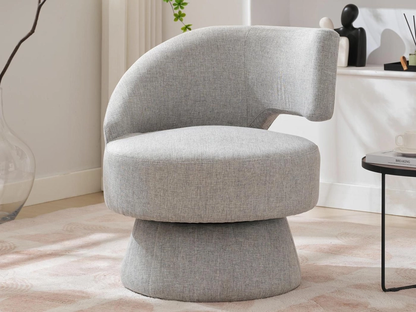 Fauteuil pivotante à 360 degrés en tissu texturé - design unique - Gris