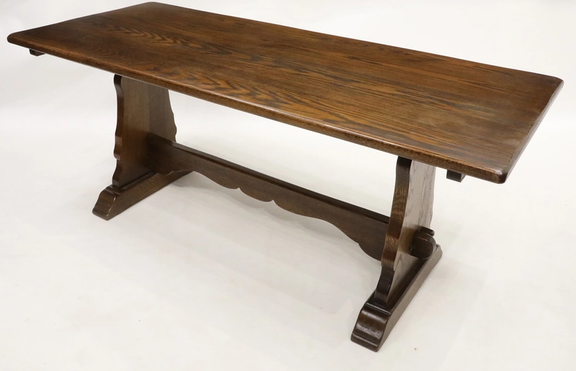 Solid Oak Refectory Dining Table Tudor Design Tressell Style Free Uk Delivery | Vinterior