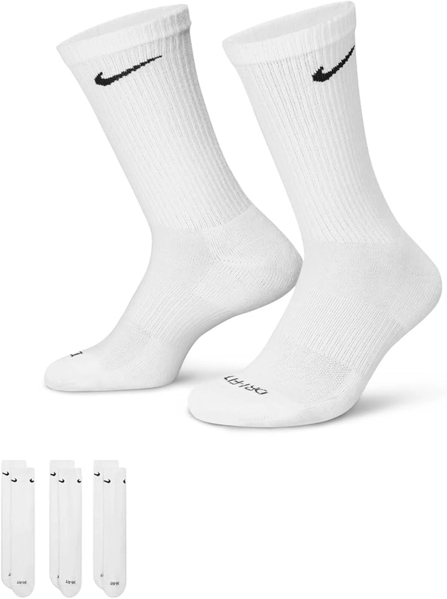 Nike Everyday Plus Cushion Crew 3 Pack Socks White (Medium) SX6888-100 : Amazon.co.uk: Fashion