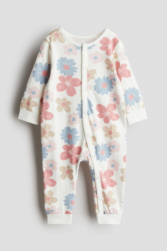 Pyjama en jersey imprimé - Blanc/fleuri - ENFANT | H&M FR