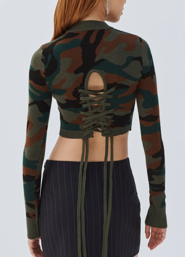 Camo Cropped Sweater