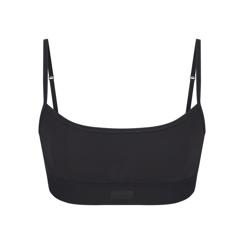 COTTON RIB SCOOP BRALETTE | SOOT