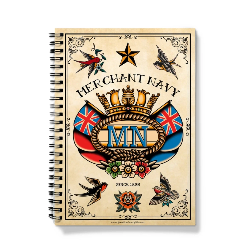 Softcover Notebook (Tattoo style Merchant Navy badge)