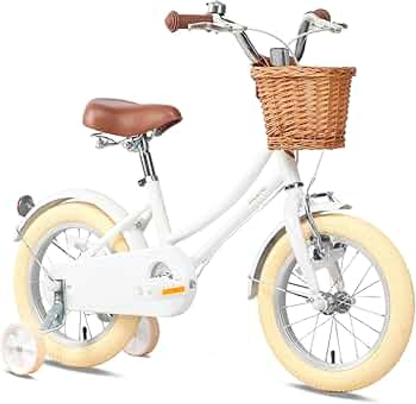 Glerc Vélo de Fille avec Panier pour Enfants de 3-10 Ans, 12 14 16 20 Pouces avec Cloche de Panier et stabilisateurs, Plusieurs Couleurs Taille