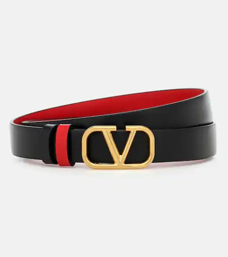 VLogo Signature 20 reversible leather belt in black - Valentino Garavani | Mytheresa