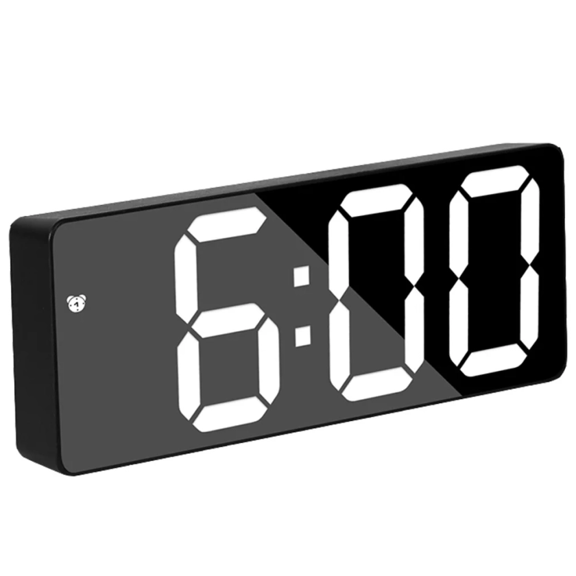 Voice Control Voice Control Bedside Acrylic/Mirror Alarm Clock Time Temperature Display Snooze LED Digital Clock