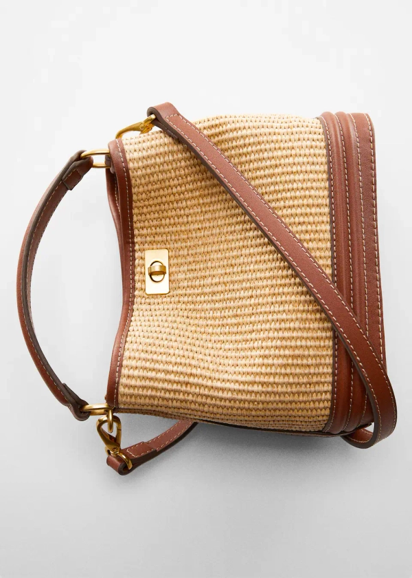 Raffia-effect bucket bag