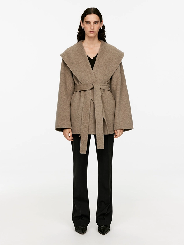 Double-Face Wrap Coat - Mole - ARKET NO