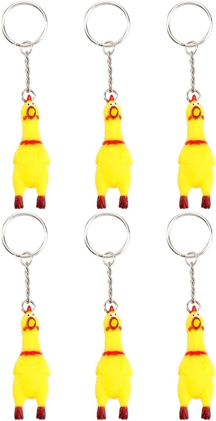 ifundom 6 Packs Screaming Chicken Keychain Mini Squeeze Screaming Chicken Pendant Keychain Novelty Gift Phone Charm for Boys Girls