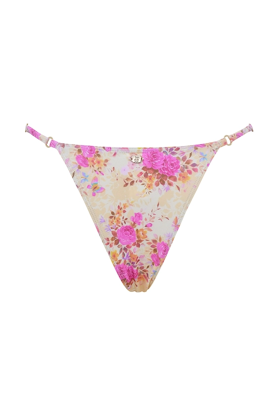 Swimwear : Bikini Bottom : 'Toulouse' Floral Print Ruffle Trim Bikini Bottom