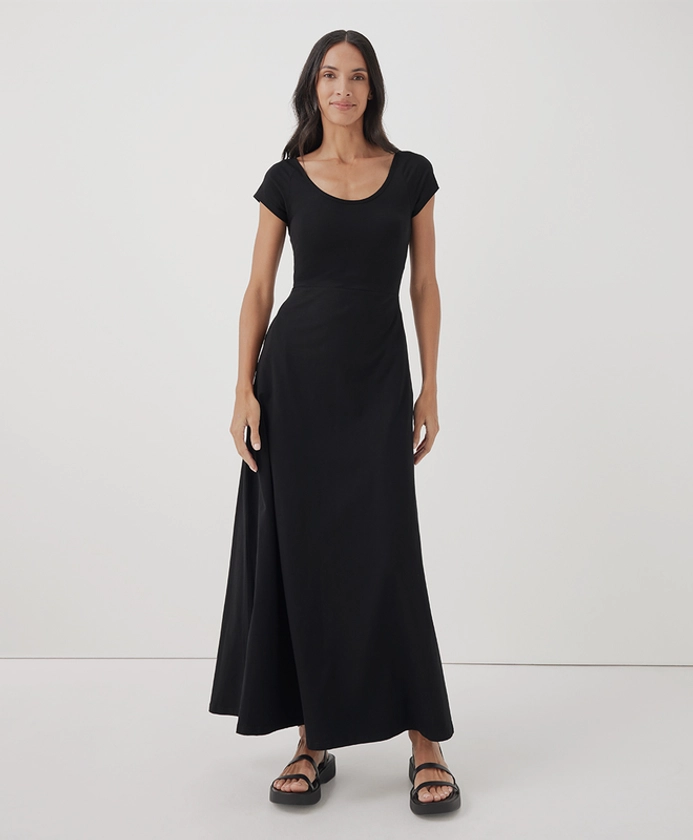 Women’s Fit & Flare Crossback Maxi Dress made with Organic Cotton | Pact