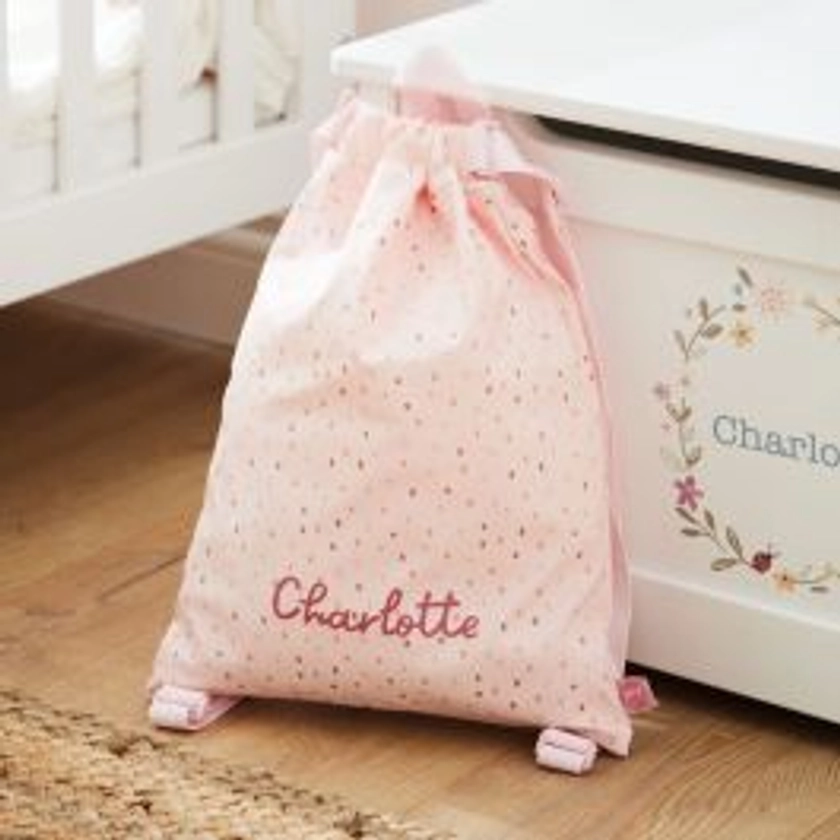 Personalised Pink Spot Drawstring Bag