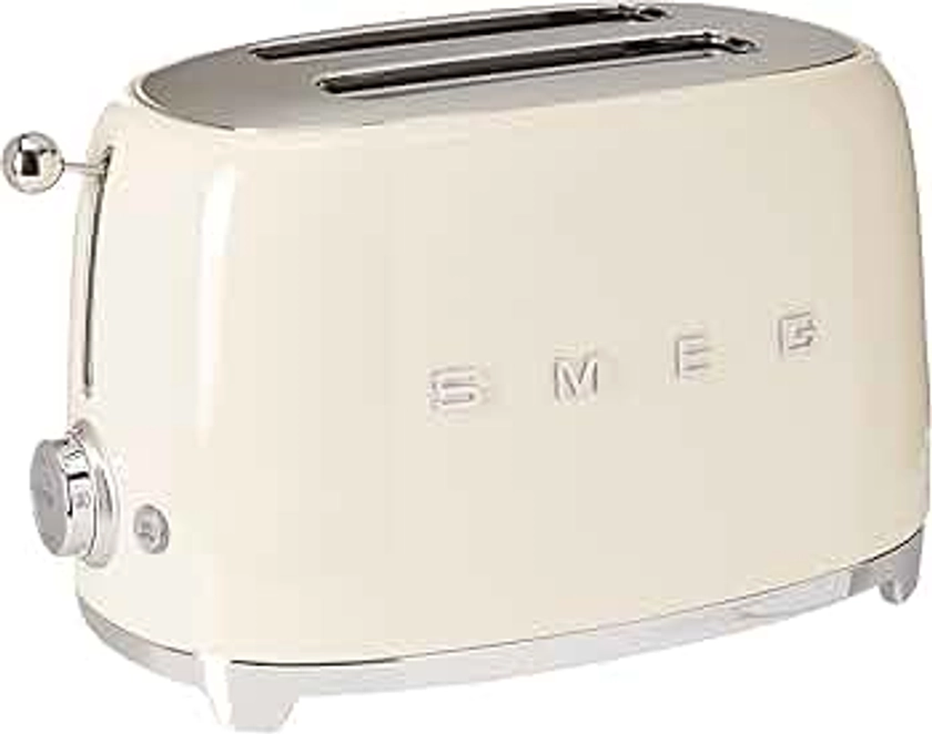 SMEG 2 Slice Toaster with 6 Presets and Defrost Function and Removable Crumb Tray (Cream)