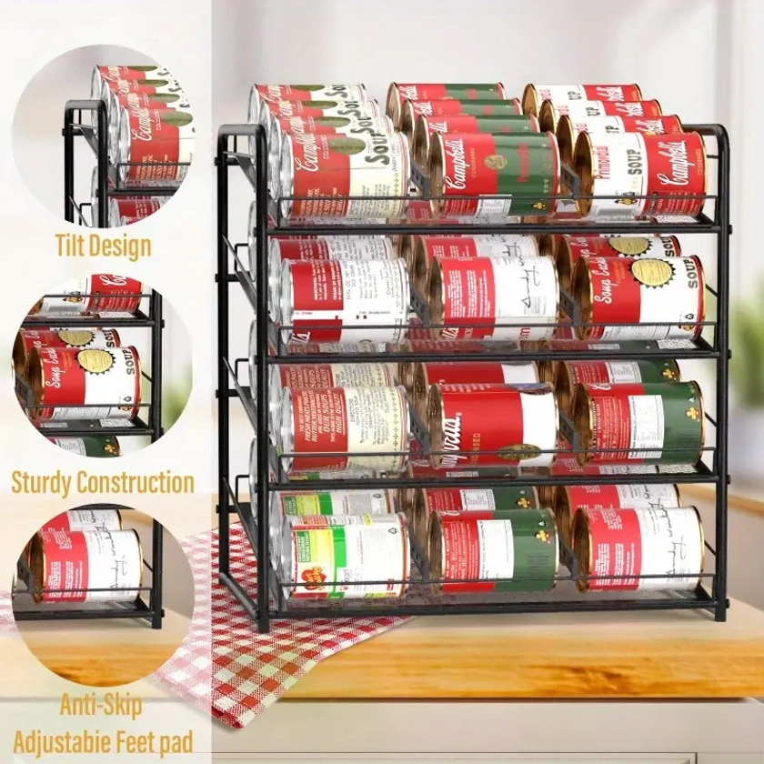 4 Tier Rack Organizer Pantry Metal Small Storage Holds 48 - Temu