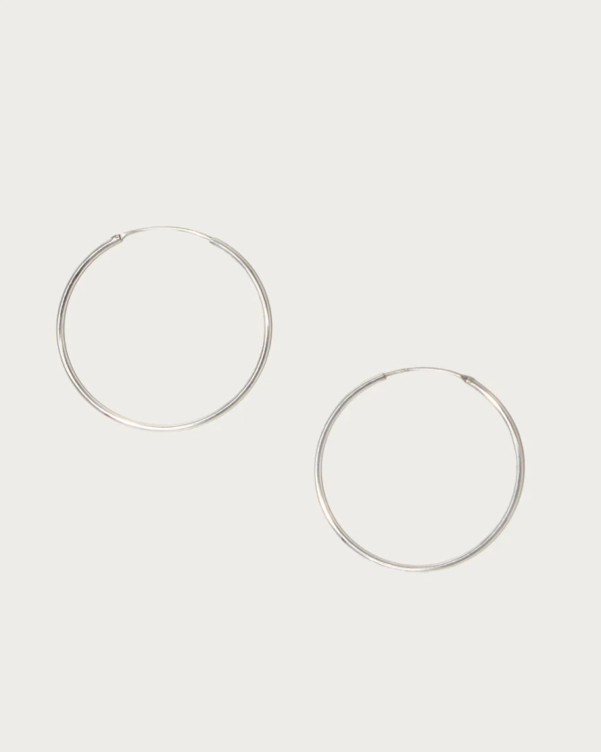 Silver 40mm Skinny Hoop Earrings | En Route Jewelry | En Route Jewelry