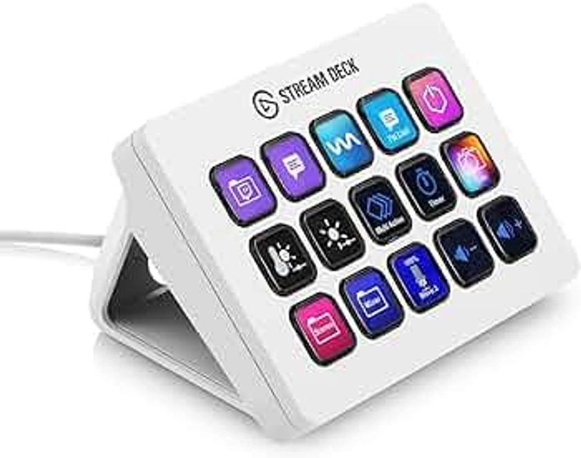 Elgato Stream Deck MK.2 White – Studio Controller, 15 macro keys, trigger actions in apps and software like OBS, Twitch,  YouTube and more, works with Mac and PC