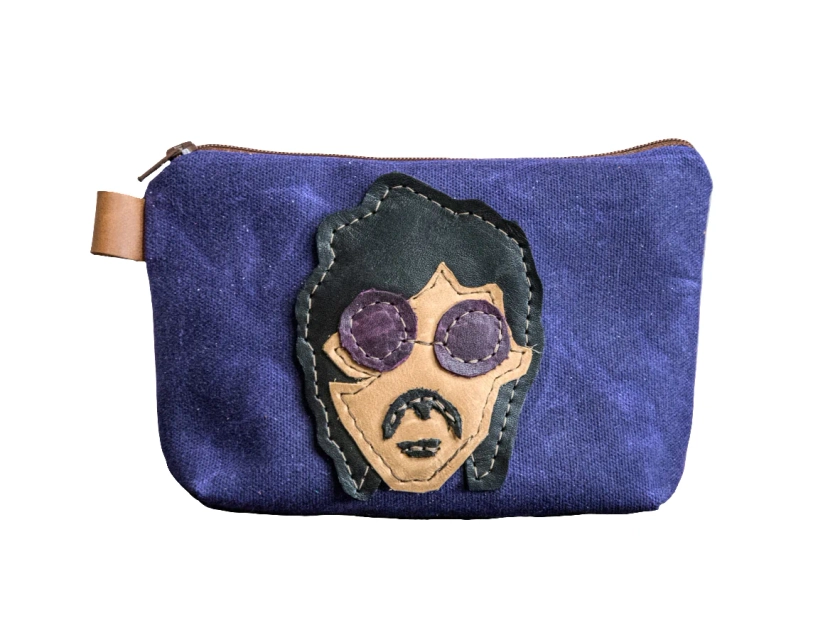 Leather Applique | Handmade Waxed Canvas Zipper Pouch | PRINCE | Icon Collection