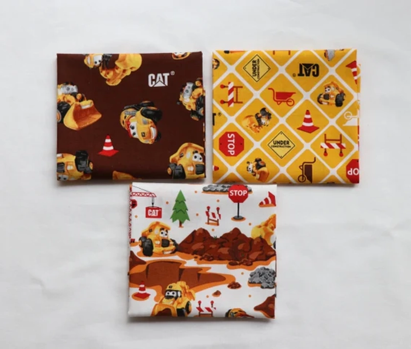 3 Fat Quarters -  CAT Buildin&#39; Crew by Riley Blake - Construction Fabric for Kids - 100% Cotton Woven Fabric