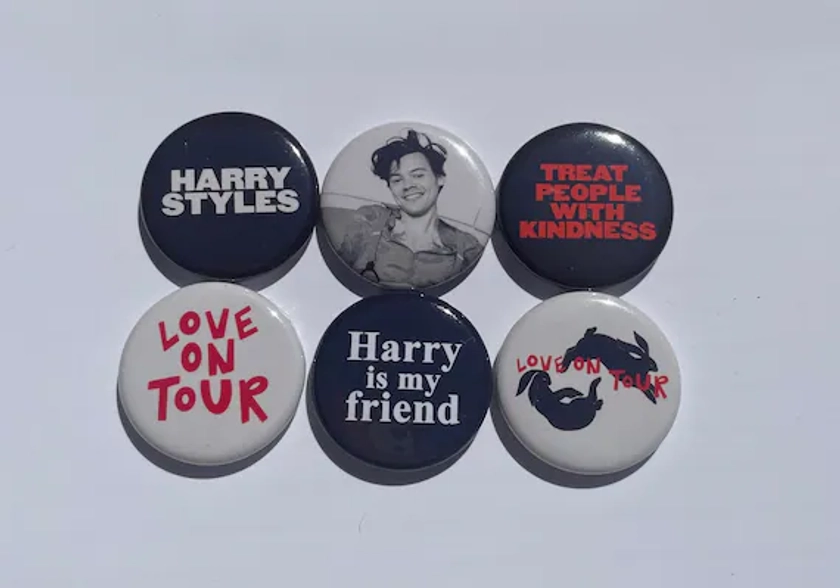 Harry Styles Love On Tour Button Set of 6 Pins 1.25”