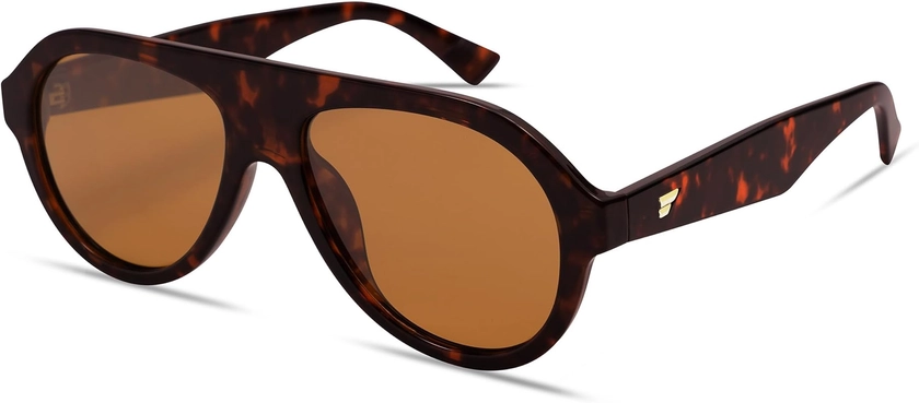 VANLINKER Retro Aviator Polarized Sunglasses for Men Women Trendy 70s Vintage Plastic Frame Sun Glasses VL9750