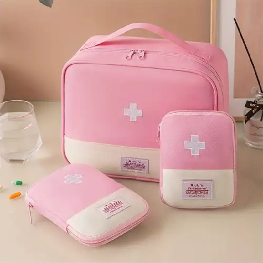 Ensemble de 3 pièces, trousse de premiers soins portable, sac organisateur de médicaments en tissu Oxford, sac de rangement pour trousse médicale de v