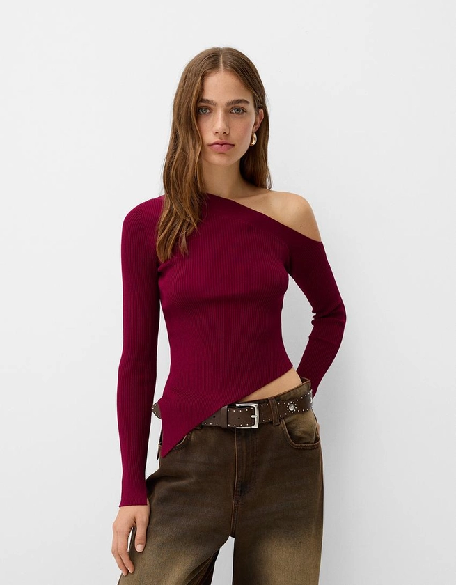 Asymmetric ribbed sweater