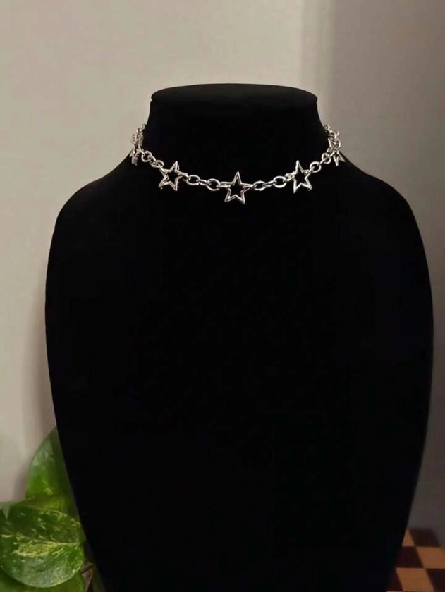 1 collar de gargantilla gótica vintage con estrella en espiral, joyería alternativa con colgante de estrella, adecuado para uso diario de mujeres. Longitud de cadena: 50cm