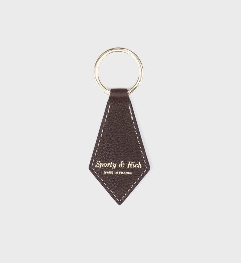 Leather Key Chain - Chocolate/Gold