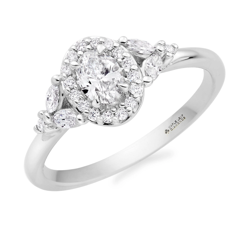 Maple Leaf Diamonds 18ct White Gold Diamond Cluster Halo Ring