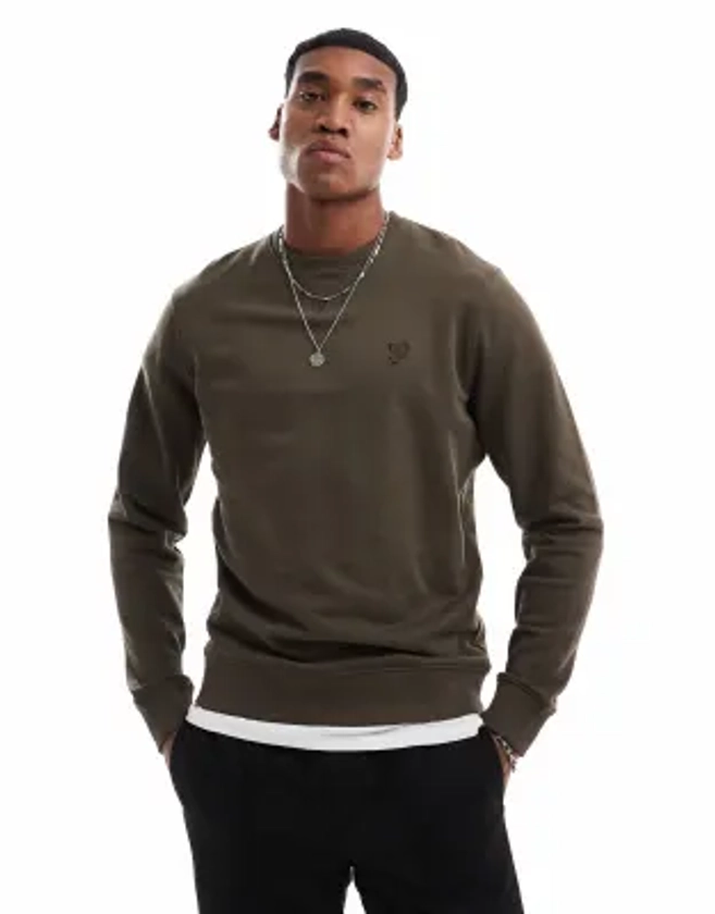 Lyle & Scott Tonal Eagle crew neck sweatshirt in green | ASOS