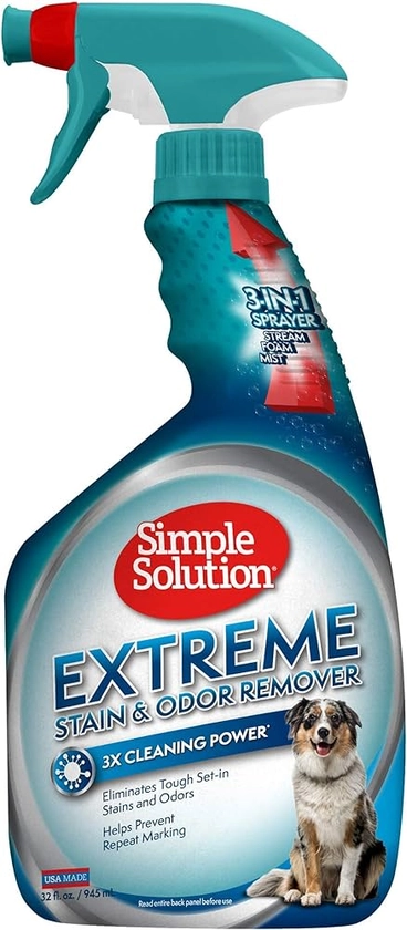 Simple Solution Extreme Pet Stain and Odour Remover | Enzymatic Cleaner with 3X Pro-Bacteria Cleaning Power - 945ml : Amazon.co.uk: Pet Supplies