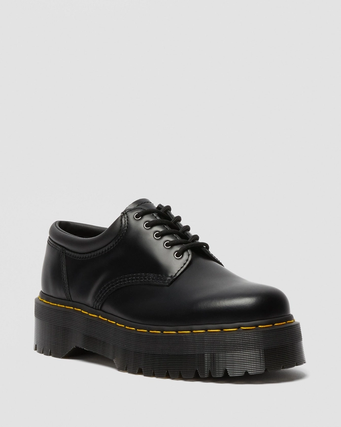 8053 Quad Smooth Leather Platform Shoes in Black | Dr. Martens
