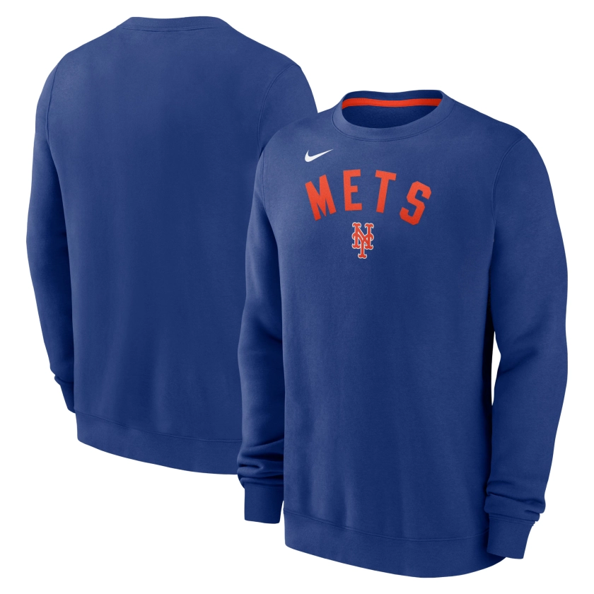 Men's New York Mets Nike Royal Classic Fleece Performance Pullover Sweatshirt