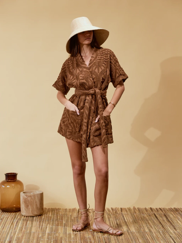 Sundown Towelling Mini Robe | Espresso