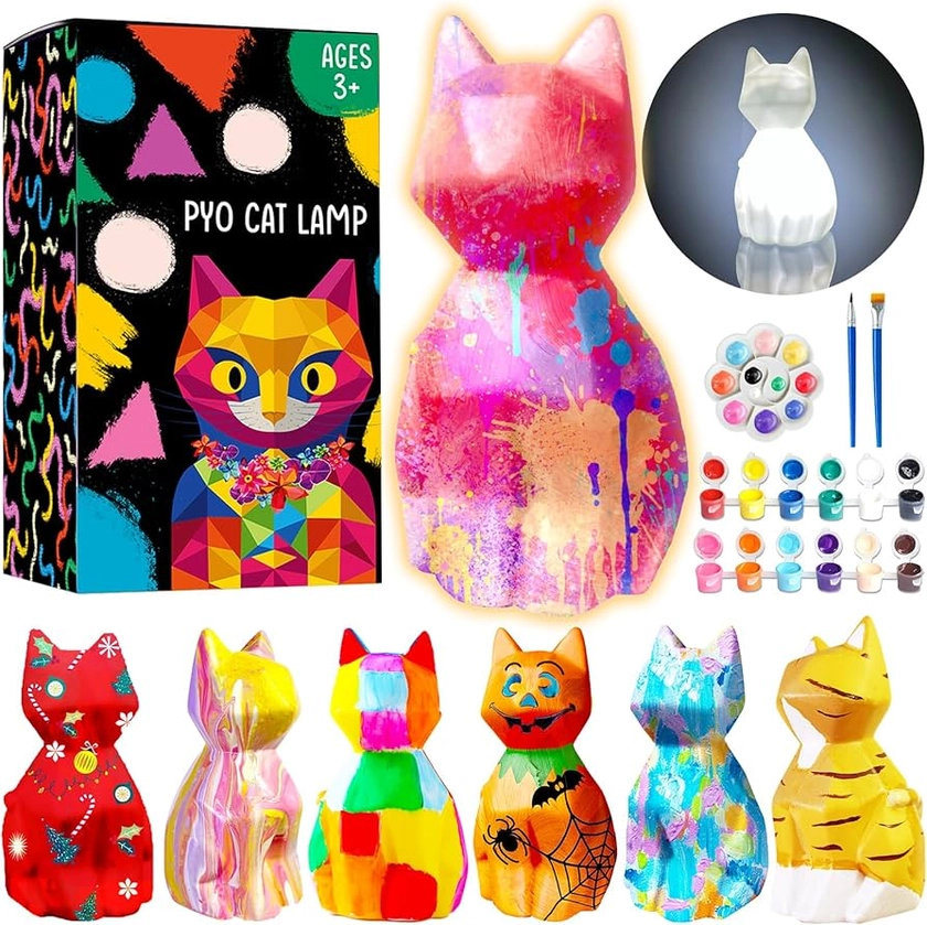 Amazon.com: Goodyking Paint Your Own Cat Lamp Kit, DIY Cat Crafts Night Light, Painting Kit Arts & Crafts for Kids Ages 8-12, Art Supplies Birthday Easter Party Holiday Gift for Teens Girls Boys Age 3 4 5 6 7 8+ : Arts, Crafts & Sewing