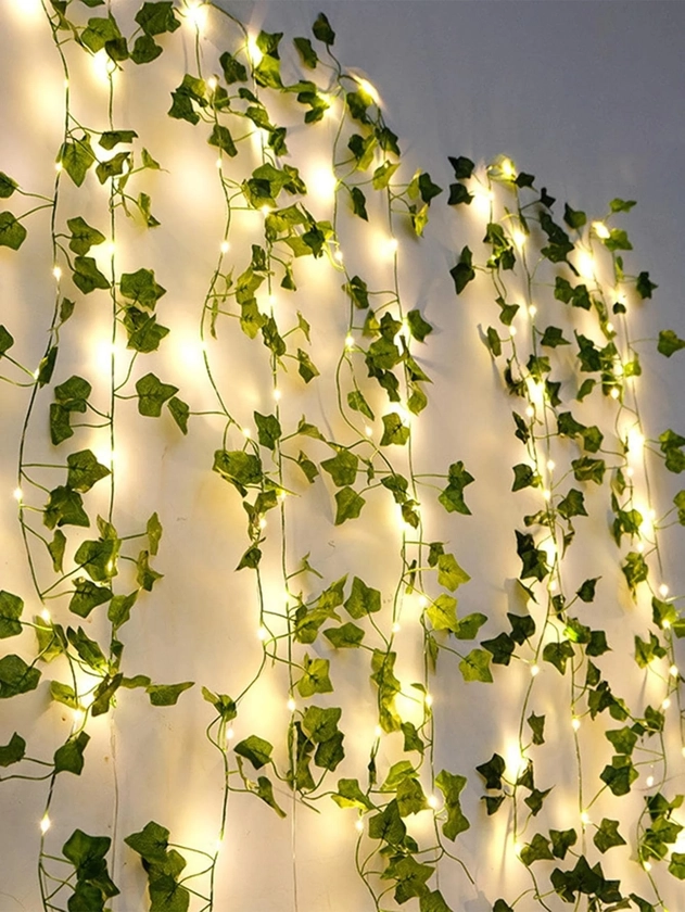 2M/5M/10M 20 50 100 LED String Light Fake Vines For Room Decor, Artificial Ivy Garland Hanging Plants Faux Greenery Leaves Bedroom Aesthetic Decor For Home Garden Wall Wedding