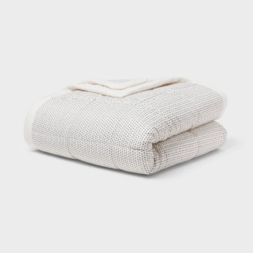 Full/Queen Quilted Down Alternative Bed Blanket Ivory Dash - Room Essentials™