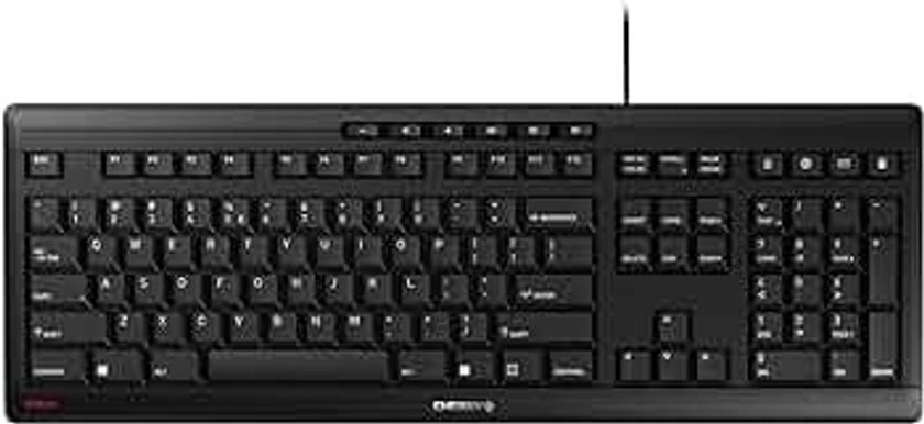 CHERRY Stream Keyboard Wired USB SX Scissors Mechanism QWERTY Whisper-Quiet Silent Keystroke for Home Office, Work or Personal Computer. Black