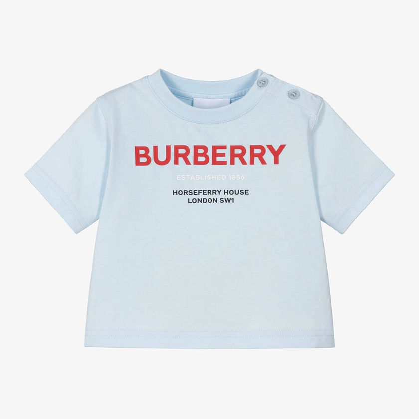 Baby Boys Blue Cotton Logo T-Shirt