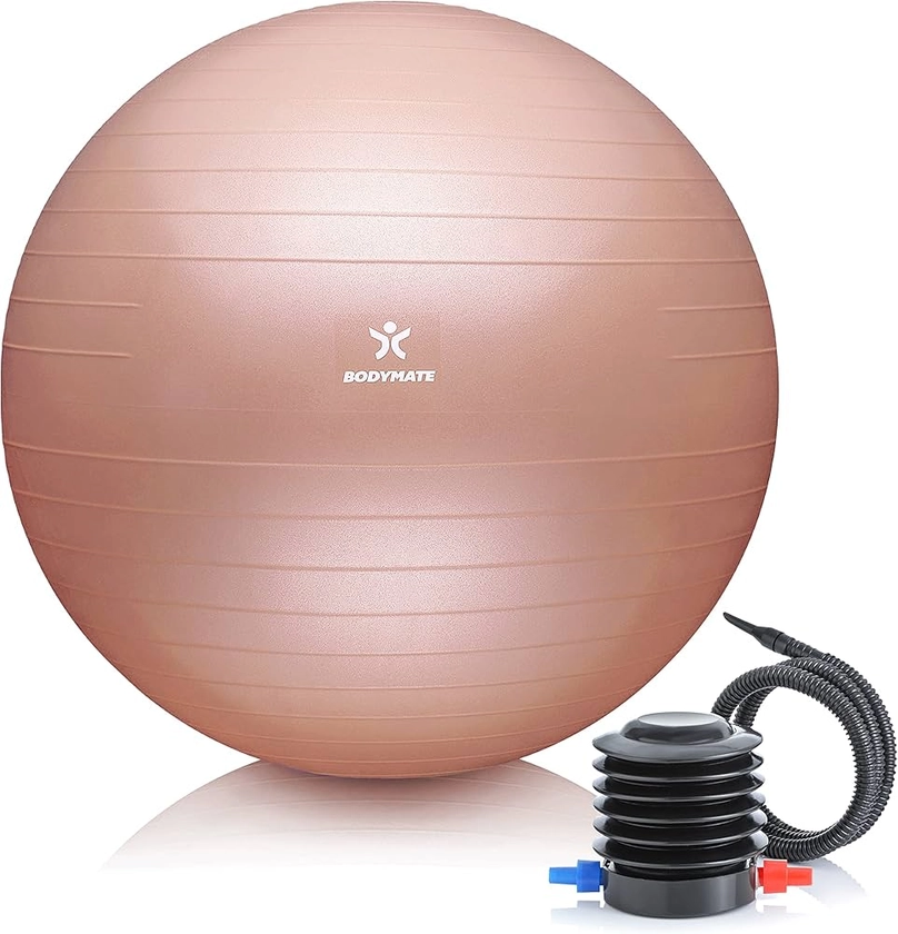 BODYMATE Ballon Fitness + Pompe Incluse + E-Book Gratuit - Différentes Tailles & Coloris