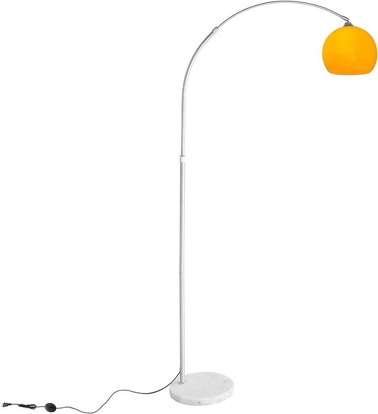 CCLIFE Lampe Lampadaire à arc salon courbée, Lampe arceau moderne en chrome Lampadaire sur pied marbre, Couleur: Orange, réglable en hauteur 130-180cm