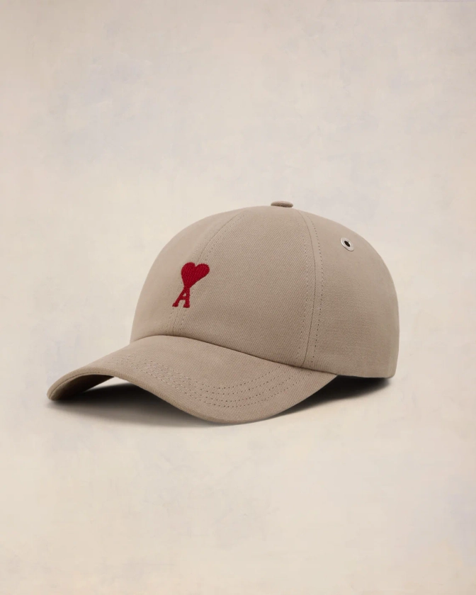 Light Taupe Red Ami De Coeur Embroidery Cap | AMI PARIS