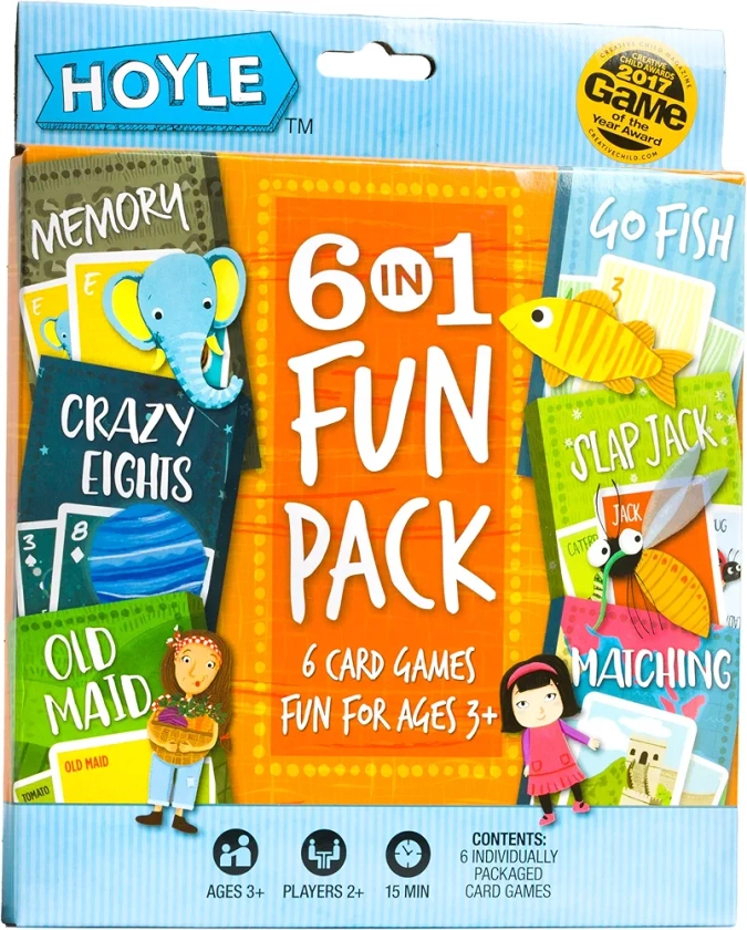 Hoyle 6 in 1 Kids Playing Cards Multi Game Pack, 6 Fun Games in 1 (Ages 3+)