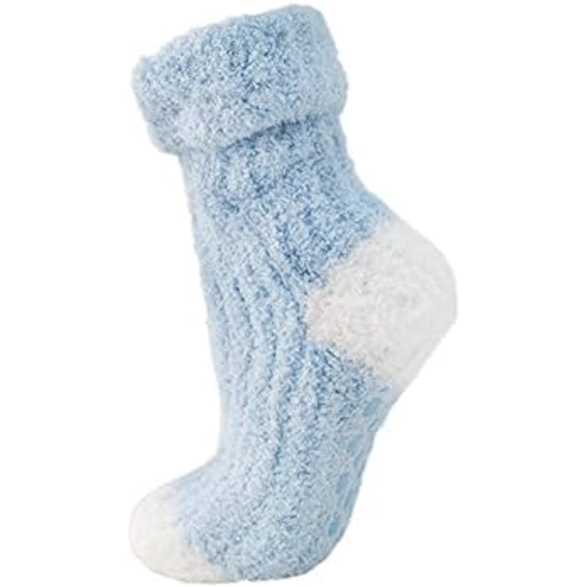 Habigail Women Slipper Socks Super Soft Warm Fleece Lined Ladies Socks Cute Winter Bed Socks Non Slip Women Girls Great Gift (Light Blue) : Amazon.co.uk: Fashion