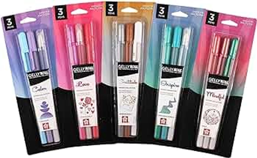 SAKURA Gelly Roll Moods Five Giftable 3 Pk Sets: Calm, Love, Gratitude, Inspire & Mindful, 15 Gel Pens
